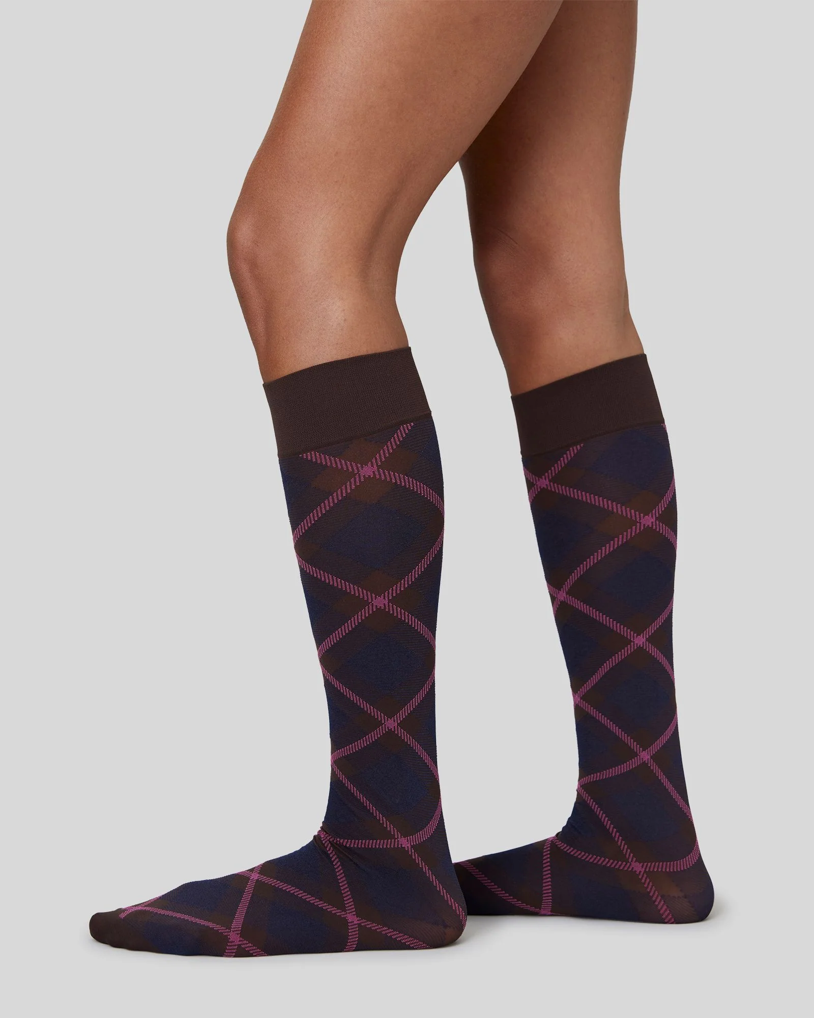 2-pack Franka Check & Solid Knee Highs